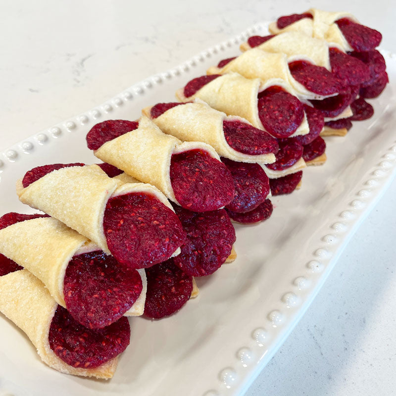 Raspberry Kolachi Cookies Plated - Kolacky, Kolaczki, Kiffles