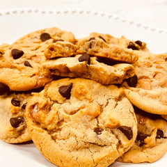 Sea Salted Caramel Chocolate Cookies - plated closeup